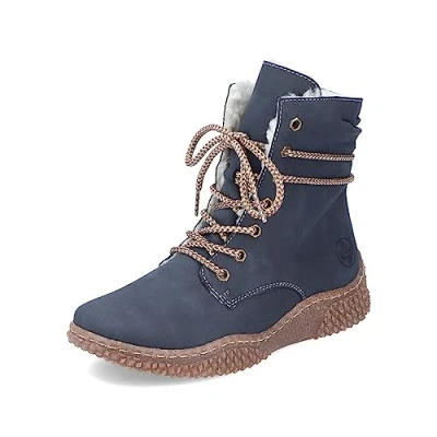 Image de Rieker Femme Bottines Y8443, Dame à Lacets,Bottes,Chukka Boot,Bottes Courtes,Bottes Lacets,Bleu (Blau / 14),41 EU 7.5 UK