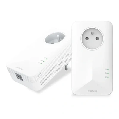 Image de STRONG POWERL1000DUOFRV2 Duo Prises CPL Kit 1000 Mbps Compatible Toute Box/Routeur 1 Port Ethernet + Prise Filtrée Installation Rapide Accès Internet Haut Débit Partout Blanc