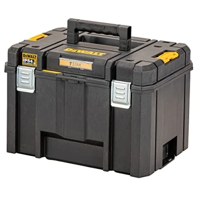 Image de DeWalt Coffret TSTAK Grande Contenance DWST83346 1 IP54 Emplacement Tag Tool Connect Plateau Porte Outils pour un Accès Facile aux Capacité de 30 kg Noir/Jaune