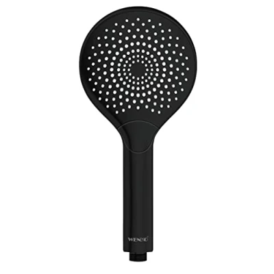Image de WENKO pommeau de Douche Watersaving, 3 Jets, jusqu&#039;à 40% d&#039;économie d&#039;eau sans compromis sur la Pression d&#039;eau, Embout Universel 1/2&quot;, Plastique ABS, ø12 cm, Noir Mat