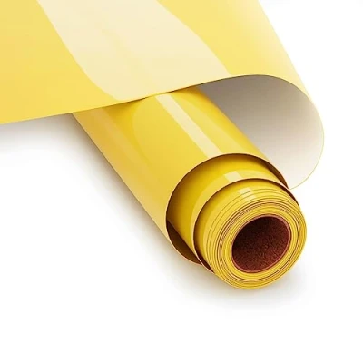 Image de UIOK Flex Thermocollant pour Tissu Jaune, Vinyle HTV Film de Traceur Textile 30.5 x 365.7cm Cricut et Silhouette, Facile à Couper Désherber（Jaune）