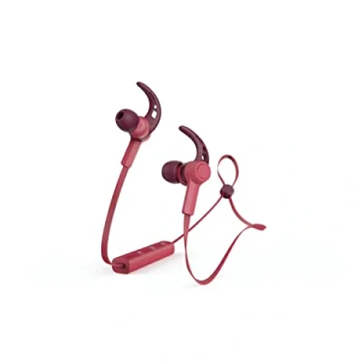 Image de Hama Casque Bluetooth® &quot;Connect&quot; (intra auriculaire (in ear), wireless, binaural, bluetooth, 20 200000 Hz (bandes passantes du micro et casque), microphone, tour d’oreille, câble plat) Rouge