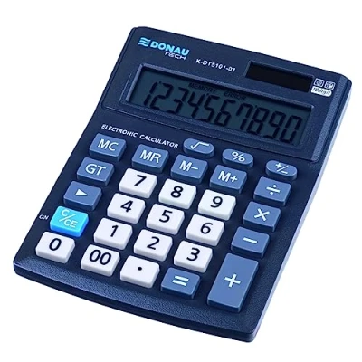 Image de Donau Tech Office K DT5101 01/Calculatrice de Bureau à 10 Chiffres avec Affichage 137 x 101 30 mm Couleur : Noir Calculatrice Dual Power Solar Fonctionnement Piles/Design Compact