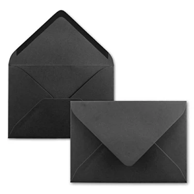 Image de 25x enveloppes C6 couleur: noir 11,4 x 16,2 cm fermeture: gommée pour papier A4, A5, A6 et invitations, salutations lettres FarbenFroh by GUSTAV NEUSER