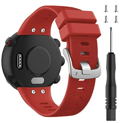 Image de ACTECH Bracelet Compatible avec Garmin Forerunner 45, 45S, Swim 2, de Remplacement en Silicone (Rouge)