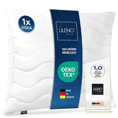 Image de Lileno Home Oreiller, 80 x cm, coussin matelassé pour lit et comme décoratif, avec fermeture éclair rembourrage, lavable à 60 C, canapé, blanc, 1 pièce