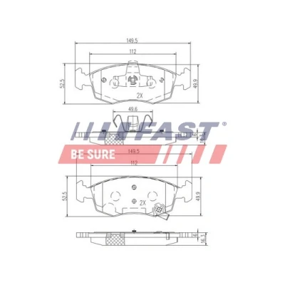 Image de FAST FT29042 Jeu de plaquettes frein Essieu avant avec indicateur d&#039;usure FIAT: Panda III 3/5 portes, LANCIA: Ypsilon II,