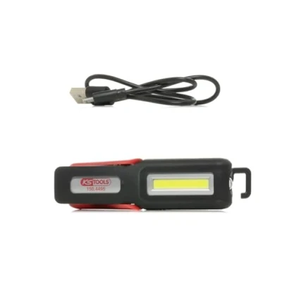 Image de KS TOOLS 150.4460 Baladeuse LED COB perfectLight, 600 Lumens Eclairage latéral + frontal Puissante et pratique Inclinable Charge USB C ou secteur Aimantée crochet pour main libre