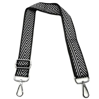 Image de Sangle Sac Bandouliere Réglables Noir et Argent, pour à Main Rechange Colorée avec Mousqueton Argent 3.8cm Remplacement Femme Bretelles Larges Accessoire Filles DIY, 4