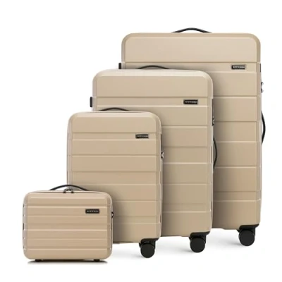 Image de WITTCHEN COMODO Line Ensemble de valises Valise Voyage Bagage Rigide en ABS Serrure TSA Taille (S+M+L+Trousse Toilette) Beige