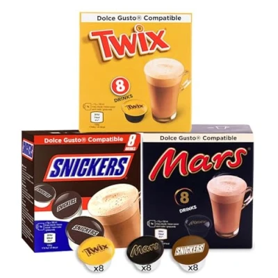 Image de Mars, Snickers &amp; Twix Dolce Gusto Capsules de chocolat chaud 24 dosettes