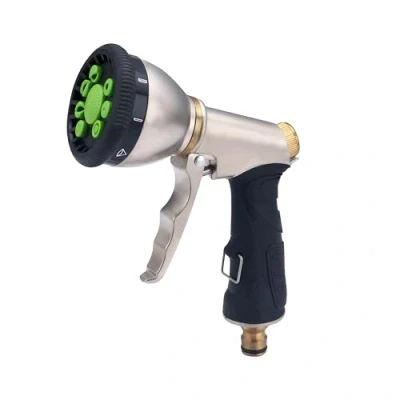 Image de Pistolet d&#039;Arrosage Métal + Poignée Caoutchouc Anti Glisse Multi Jets AROZ