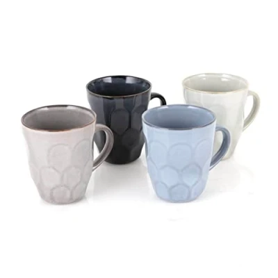 Image de Barbary &amp; Oak BO874016 Fossil Lot de 4 tasses en relief émaillées réactives grès