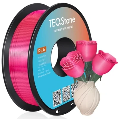 Image de TEQStone Filament PLA Silk 1,75 mm Rose 1 kg Précision dimensionnelle +/ 0,02 Bobine proprement enroulé Pour imprimante 3D Emballage sous vide