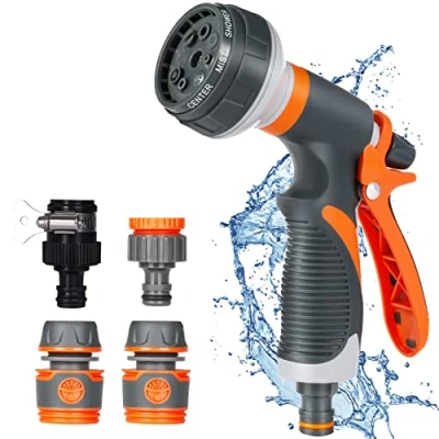 Image de Pistolet d&#039;arrosage, Pulvérisateur de Jardin, 8 Modes d&#039;Arrosage Arrosoir avec 4 Interface pour le Lavage des Voitures, les Jardins, Plantes, Animaux domestiques