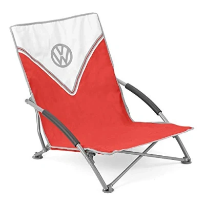 Image de Board Masters Collection VW Volkswagen Chaise Pliante de Plage avec Sac Transport dans Le Design T1 Combi 70 cm Rouge