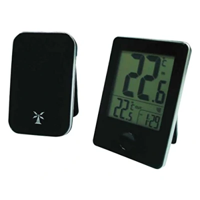 Image de Thermomètre intérieur extérieur sans fil noir écran LCD Otio