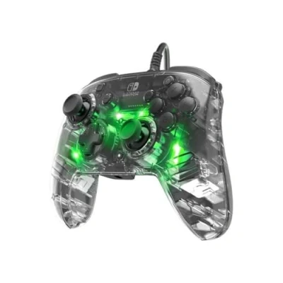 Image de PDP Afterglow Deluxe contrôleur de jeu câblé à LED, sous licence Nintendo pour Switch et OLED, couleur RGB, gamepad transparent, prise jack 3,5 mm, double vibration, touches paddle