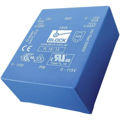 Image de Best Price Square Block FL 10/15 Transformateur pour Circuits imprimés 2 x 115 V 15 V/AC 10 VA 333 mA