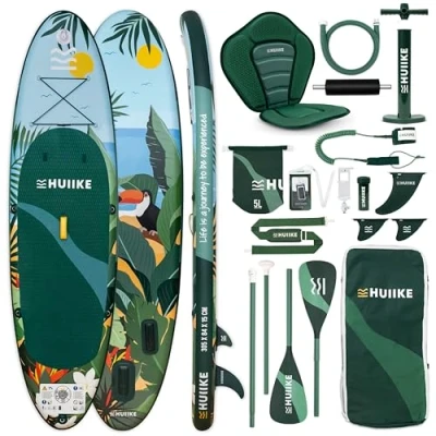 Image de Paddle Gonflable Adulte Tropical avec des Accessoires de Qualité HUIIKE Stand Up Pagaie Double et Siège Kayak