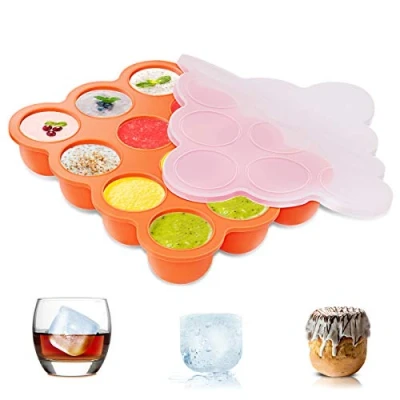 Image de Boîte de rangement congelée pour aliments bébés ZOUNICH en silicone, bébés, purée, whisky, yogourt et glace,multi usage réutilisable