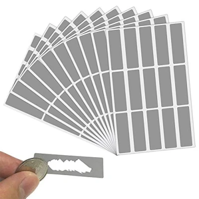Image de LYTIVAGEN 150 Pcs Etiquette a Gratter DIY Carte à Autocollant Argent Étiquette de Scratch Rectangle pour