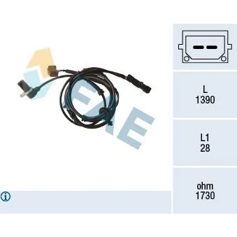 Image de FAE 78171 Capteur ABS inductif 2 1390 AUDI: A4 B6 Avant, Berline, B6/B7 Cabriolet