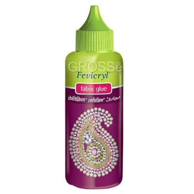 Image de Fevicryl Tissu Colle sans Point Transparent Sequins Gemmes Strass Textile Transparent, 80ml