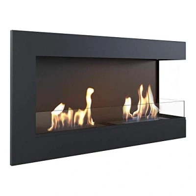 Image de KRATKI Cheminée d&#039;angle Delta Bio 900 x 280 mm Murale avec vitrage de 4 Idéal pour Les intérieurs Ouverts et Modernes Certifié TÜV Rhénanie Ouvert à Droite