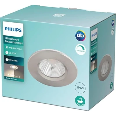 Image de Spot LED PHILIPS Dive pour salle de bain à intensité variable, blanc chaud 2700K 5,5W IP65, éclairage d&#039;eau, et cuisine, Silver