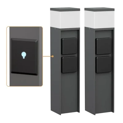 Image de ledscom.de 2 pièces Lumière de chemin/Borne d&#039;éclairage PODEL pour l&#039;extérieur, IP44, Smart Home, WLAN, Alexa, 39 cm, anthracite, 1x G9 max. 10W, prises courant
