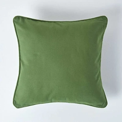 Image de HOMESCAPES Housse de Coussin Uni Vert foncé en 100% Coton, 45x45 cm