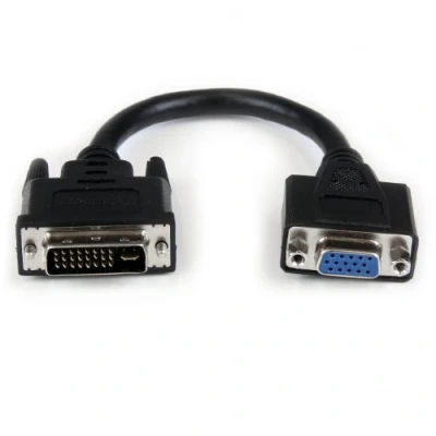 Image de StarTech.com Câble adaptateur DVI vers VGA de 20cm Convertisseur I HD15 Mâle / Femelle Noir (DVIVGAMF8IN)