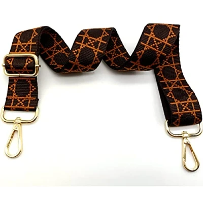 Image de Keriocusi Bandouliere de Rechange Sac Reglable Marron et Noir, Sangle a Main Remplacement, Universelles mit Boucle Dore pour Femme à Main, Bandoulière, 26