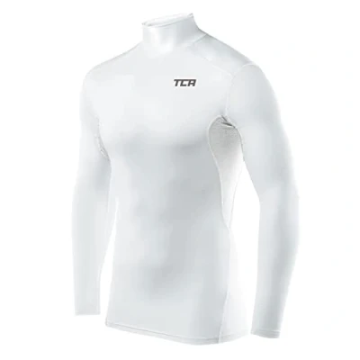 Image de TCA HyperFusion sous T Shirt Manches Longues Couche de Base Compression pour Homme Col Rond/Col Montant Blanc Montant, L