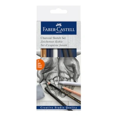 Image de FABER CASTELL 114002 Kit fusain Sketch Goldfaber, 7 pièces