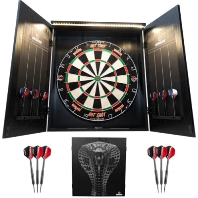 Image de Ruthless Home Darts Centre cible de fléchettes avec armoire, et 2 jeux (Cobra + lumière)
