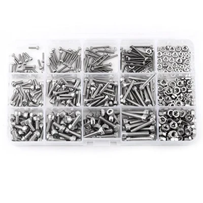 Image de Coffret de 480pcs M2/M3/M4 Boulons Vis Ecrous à Tête Allen Six Pans Creux Assortiment en Acier Inoxydable 304