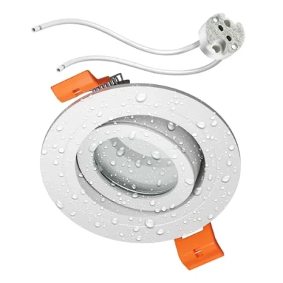 Image de ledscom.de Cadre de plafond pour salle bain ERID, pièce humide, bain, IP44, rond, orientable, blanc mat incl. douille GU5.3