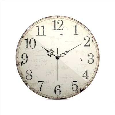 Image de Mebus Horloge Murale à Quartz, Mouvement Silencieux Pas de Bruit tic tack, Quartz précis, Couvercle en Verre dôme Design frappant, Cadran Arabe, diamètre : 35 cm