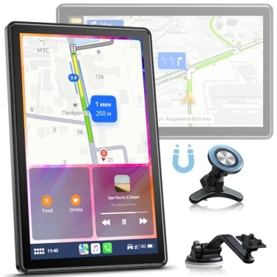 Image de Volam 8 Pouces Ecran Carplay Voiture avec sans Fil Android Auto, Airplay, Super Link, Tactile, Navigation, Siri G00gle Assistant Vocal, Support Magnétique, écran Horizontal et Vertical