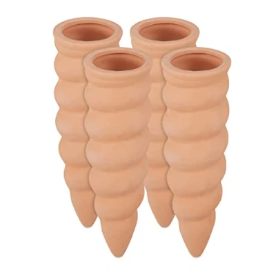Image de Relaxdays Cône en Argile, Lot de 4 Accessoire d’arrosage, Bouteilles d’1,5 L, 16,5 x 5 cm, Terre Cuite, Terracotta