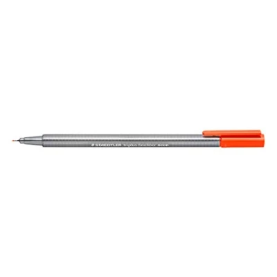 Image de Staedtler Triplus Fineliner, Feutre triangulaire pour l&#039;écriture, pointe superfine, encre DRY SAFE, lavable sur la plupart des textiles, Lot de 10 Feutres couleur orange, 334 201