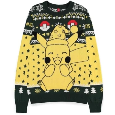 Image de DIFUZED Pull de Noël Pikachu Pokemon, Multicolore, Taille Unique Mixte