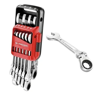 Image de FACOM Jeu de 10 Clés Mixtes à Cliquet Articulées 467BF.JP10 Clefs Métriques et en Pouces Compact Facile Utiliser Résiste aux Produits Chimiques Chocs Étui Portatif