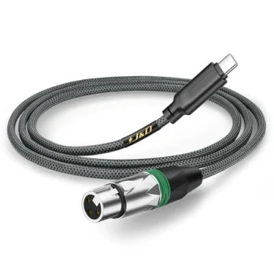Image de J&amp;D Câble Audio USB C vers XLR pour Enregistrement Audio, Microphone Dynamique, Tressé Femelle Compatible avec iPhone 15/15 Plus/15 Pro/15 Pro Max, MacBook, 2 Mètres