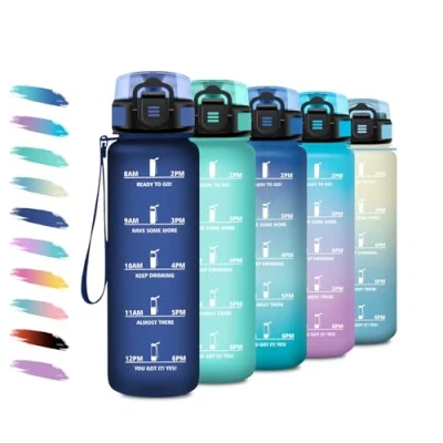 Image de Gourde 500ml, Enfant avec Paille, Bouteille de Motivation, d&#039;eau Anti Fuite, Reutilisable, Facile à Nettoyer, pour l&#039;École, Bureau, Extérieur, Cyclisme