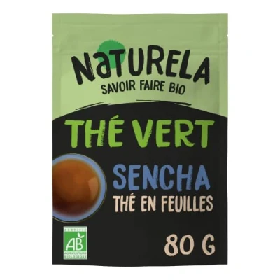 Image de NATURELA Thé Vert Bio Vrac Sencha en Feuilles Entières Fine Cueillette 80 g