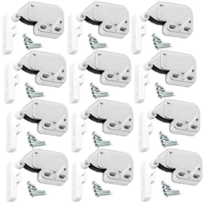 Image de Fermeture à Ressort Porte d&#039;Armoire,Biluer 12PCS Loqueteaux Mini Latch Serrure Avec Des Vis pour Armoire Peut Etre Utilisé Les Placards Tiroirs Panneaux De Particules