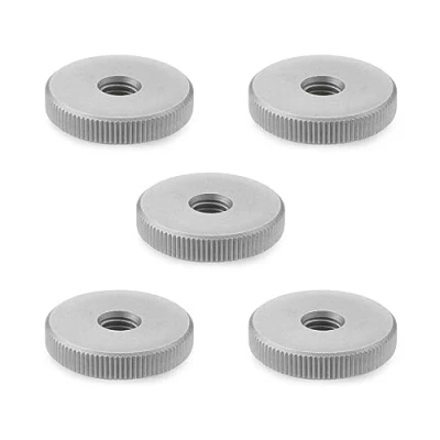 Image de Ganter Normelemente Écrous moletés plats (forme basse) DIN 467 M5 NI 5 pièces Acier inoxydable, jet mat Filetage :
